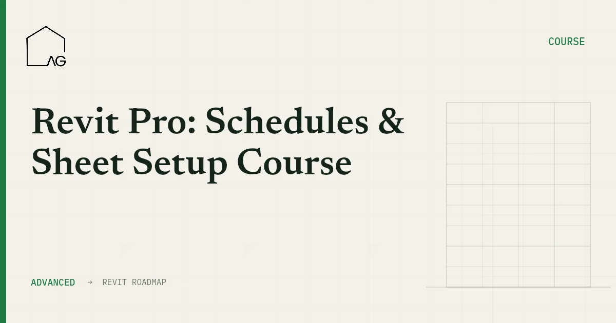 Revit Pro: Schedules & Sheet Setup