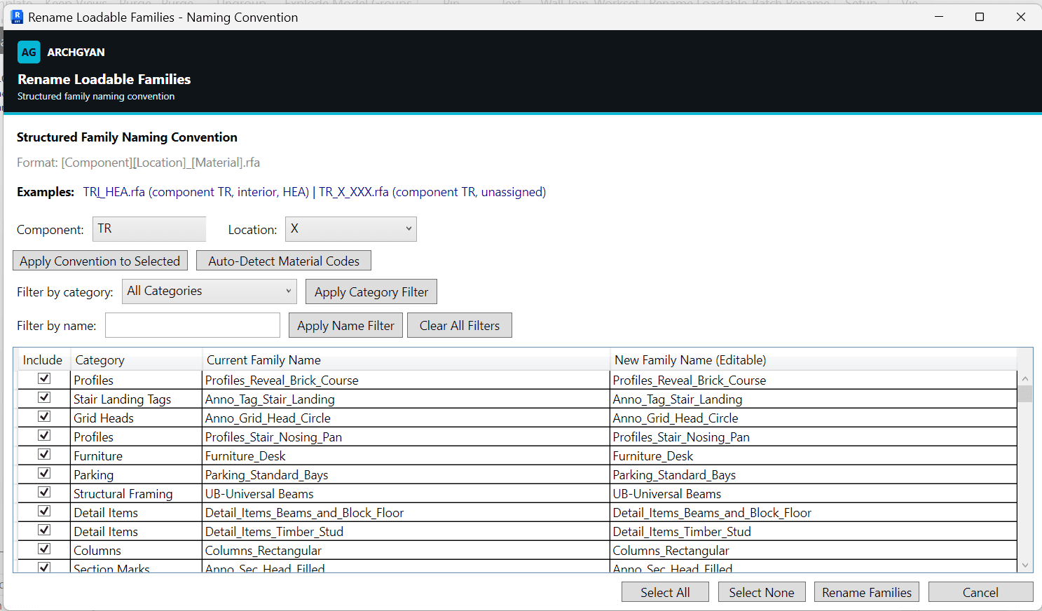 Rename Loadable Families — Structured family naming convention