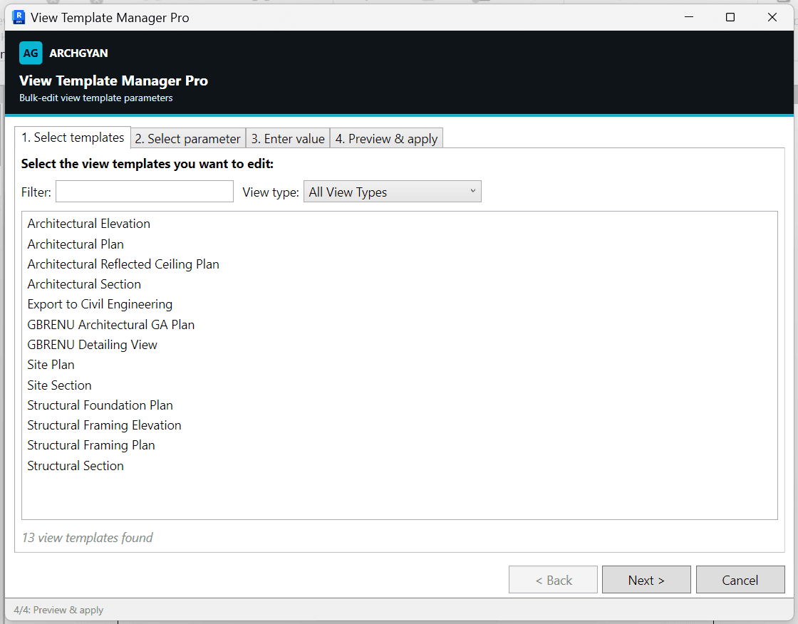 View Template Manager Pro — Bulk-edit view template parameters